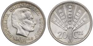 Uruguay. 1854. 20 céntimos. (Kr. 36). AG. ... 