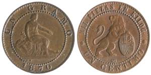 1870. Gobierno Provisional. OM. 1 céntimo. ... 