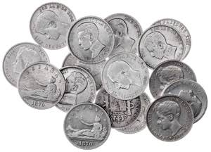 1870 a 1904. 1 peseta. Lote de 16 monedas. A ... 