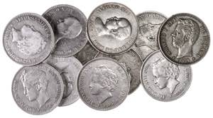 1871 a 1897. 5 pesetas. Lote de 11 monedas, ... 