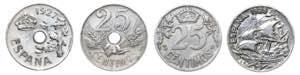 1925 y 1927. Alfonso XIII. 25 céntimos. ... 