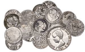 Lote de 17 monedas españolas en plata, la ... 