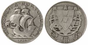 Portugal. 1945 y 1947. 2,50 escudos. (Kr. ... 