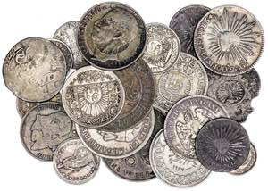 Lote de 23 monedas extranjeras en plata, ... 