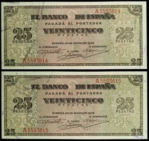 1938. Burgos. 25 pesetas. (Ed. D31) (Ed. ... 