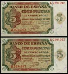 1938. Burgos. 5 pesetas. (Ed. D36) (Ed. ... 