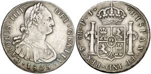 1805. Carlos IV. Potosí. PJ. 8 reales. (AC. ... 