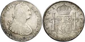 1807. Carlos IV. Potosí. PJ. 8 reales. (AC. ... 