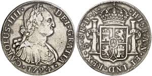 1794. Carlos IV. Santiago. DA. 8 reales. ... 