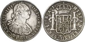 1801. Carlos IV. Santiago. AJ. 8 reales. ... 