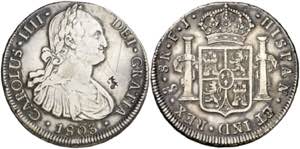 1803. Carlos IV. Santiago. FJ/JJ. 8 reales. ... 