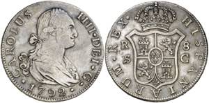 1792. Carlos IV. Sevilla. C. 8 reales. (AC. ... 