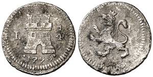 1796. Carlos IV. Lima. 1/4 de real. (AC. ... 