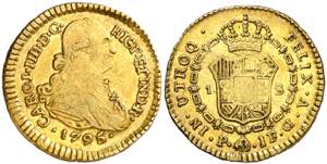 1795. Carlos IV. Popayán. JF. 1 escudo. ... 