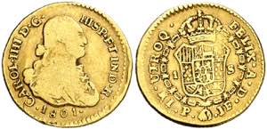 1801. Carlos IV. Popayán. JF. 1 escudo. ... 