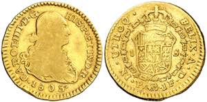 1803. Carlos IV. Popayán. JF. 1 escudo. ... 