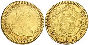 1807. Carlos IV. Popayán. JF. 1 escudo. ... 