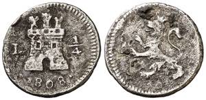 1808. Carlos IV. Lima. 1/4 de real. (AC. ... 