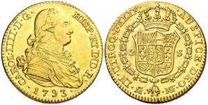 1793. Carlos IV. Madrid. MF. 2 escudos. (AC. ... 