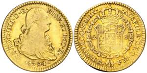 1794. Carlos IV. México. FM. 2 escudos. ... 