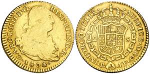 1804. Carlos IV. Popayán. JF. 2 escudos. ... 