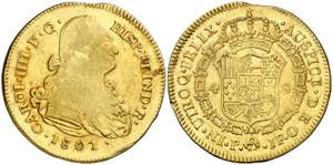 1801. Carlos IV. Popayán. JF. 4 escudos. ... 