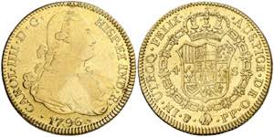 1796. Carlos IV. Potosí. PP. 4 escudos. ... 