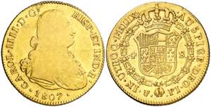 1807. Carlos IV. Potosí. PJ. 4 escudos. ... 