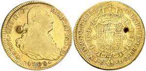 1792. Carlos IV. Santiago. DA. 4 escudos. ... 