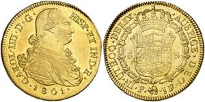 1801. Carlos IV. Popayán. JF. 8 escudos. ... 