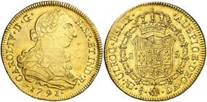 1791. Carlos IV. Santiago. DA. 8 escudos. ... 