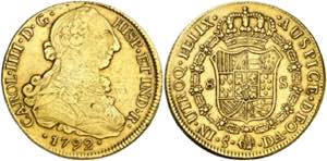 1792. Carlos IV. Santiago. DA. 8 escudos. ... 