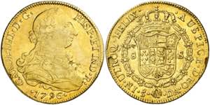 1796. Carlos IV. Santiago. DA. 8 escudos. ... 