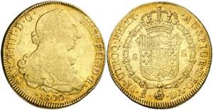 1800. Carlos IV. Santiago. DA. 8 escudos. ... 