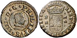1664. Felipe IV. Sevilla. R. 16 maravedís. ... 