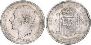1884*-884. Alfonso XII. MSM. 5 pesetas. (AC. ... 