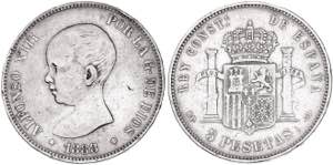 1888*--88. Alfonso XIII. MPM. 5 pesetas. ... 