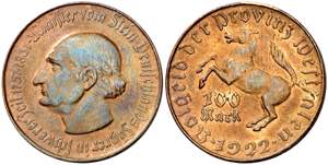 Alemania. Westfalia. 1922. 100 marcos. CU. ... 