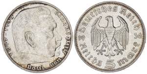Alemania. 1936. F (Stuttgart). 5 marcos. ... 