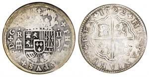 Felipe V. Lote de 2 reales, Sevilla 1722 ... 