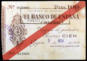 1936. Gijón. 100 pesetas. (Ed. C35) (Ed. ... 
