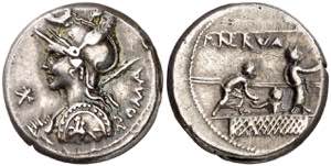 (hacia 113-112 a.C.). Gens Licinia. Denario. ... 