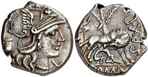 (hacia 137 a.C.). Gens Pompeia. Denario. ... 