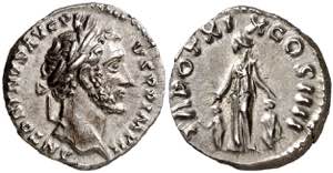 (155-156 d.C.). Antonino pío. Denario. ... 