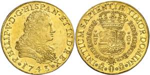 1743. Felipe V. México. MF. 8 escudos. (AC. ... 