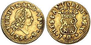 1759. Fernando VI. Madrid. J. 1/2 escudo. ... 