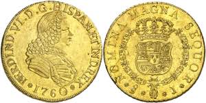1760/59. Fernando VI. Santiago. J. 8 ... 