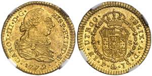 1772. Carlos III. Popayán. JS. 1 escudo. ... 