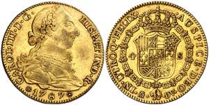 1787. Carlos III. Madrid. DV. 4 escudos. ... 