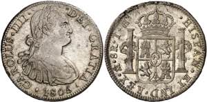 1805. Carlos IV. México. TH. 8 reales. (AC. ... 